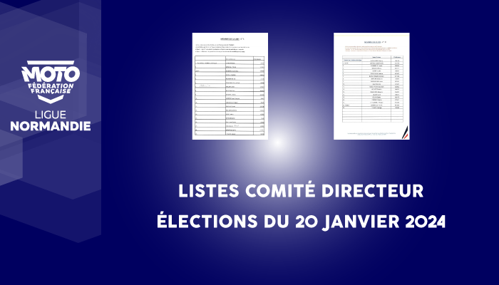 Listes Comité Directeur pour l’Élection du 20 janvier 2024 !